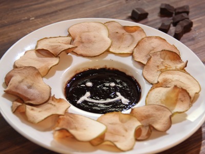 Apple Chips with Hot Chocolate Sauce
